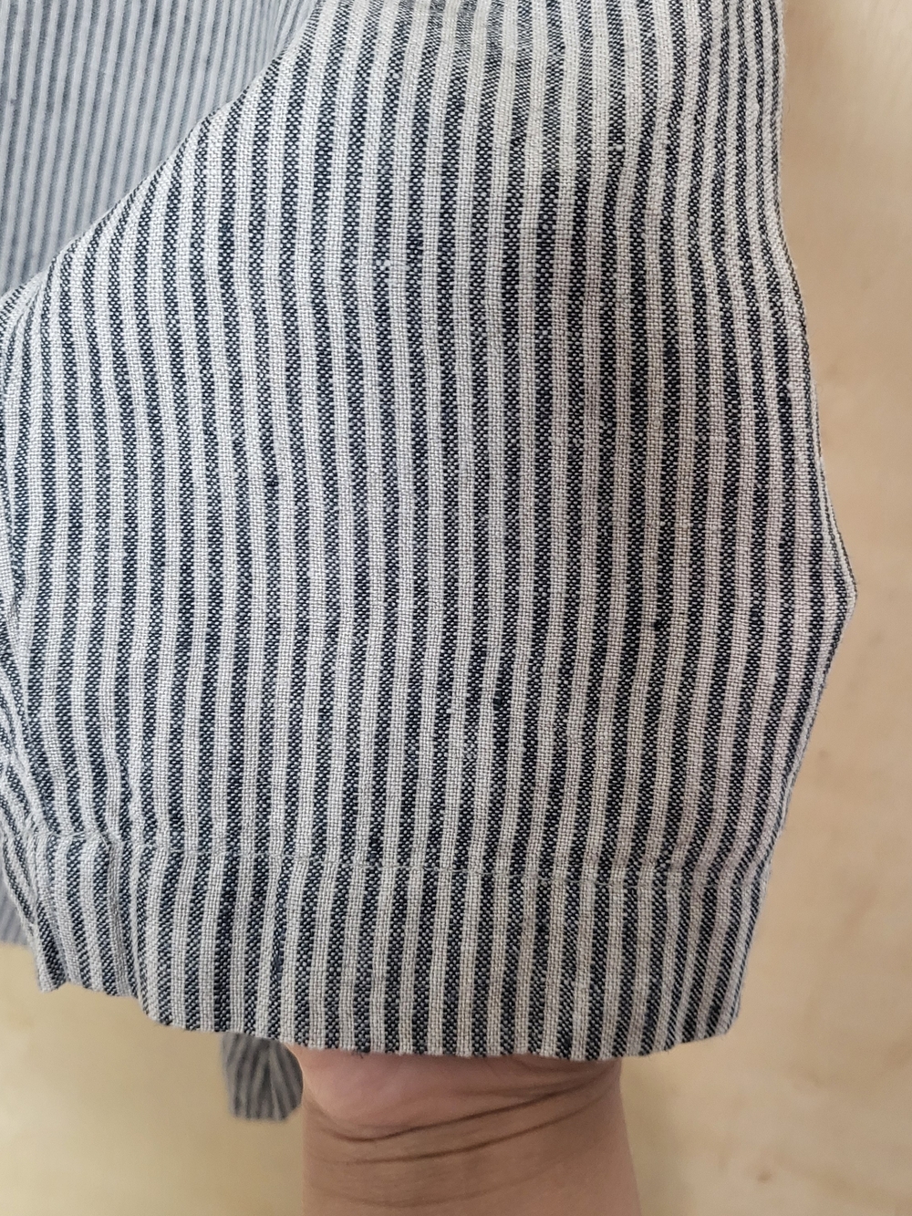 Size:M Linenfox Women's Linen Top Harper Blouse Stripes Lagenlook